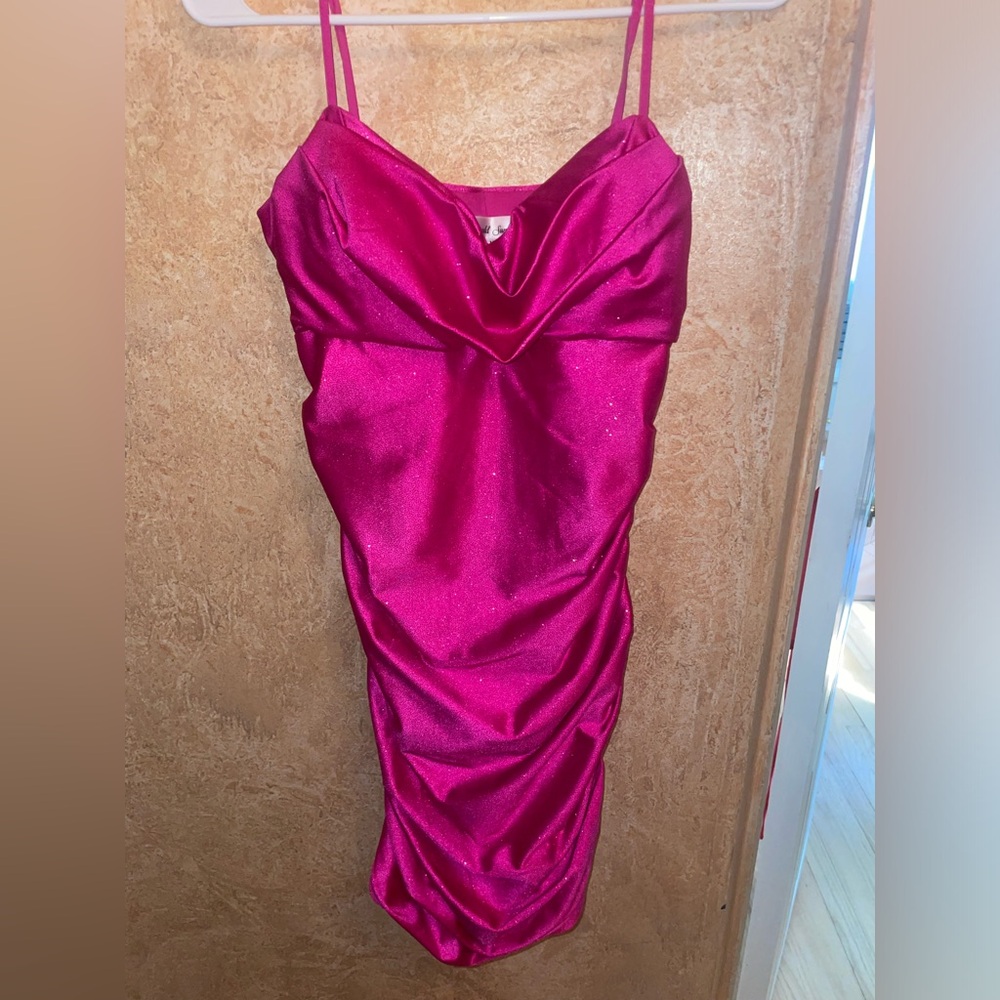 Dry Goods Vibrant Pink Satin Dress
